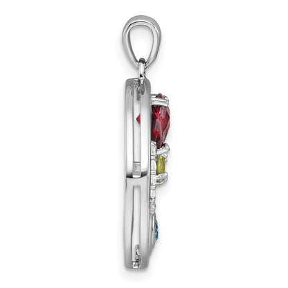 Sterling Silver Rhodium-plated Polished Gemstone Good Luck Pendant