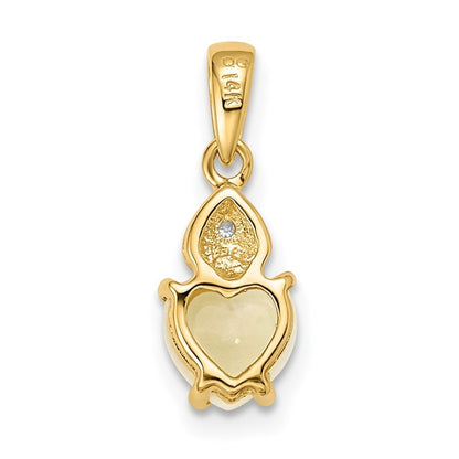 14k Yellow Gold Diamond and Opal Polished Heart Pendant