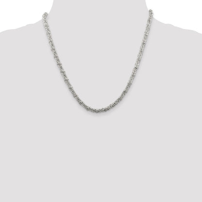 Sterling Silver 4mm Fancy Byzantine Chain Necklace 20"
