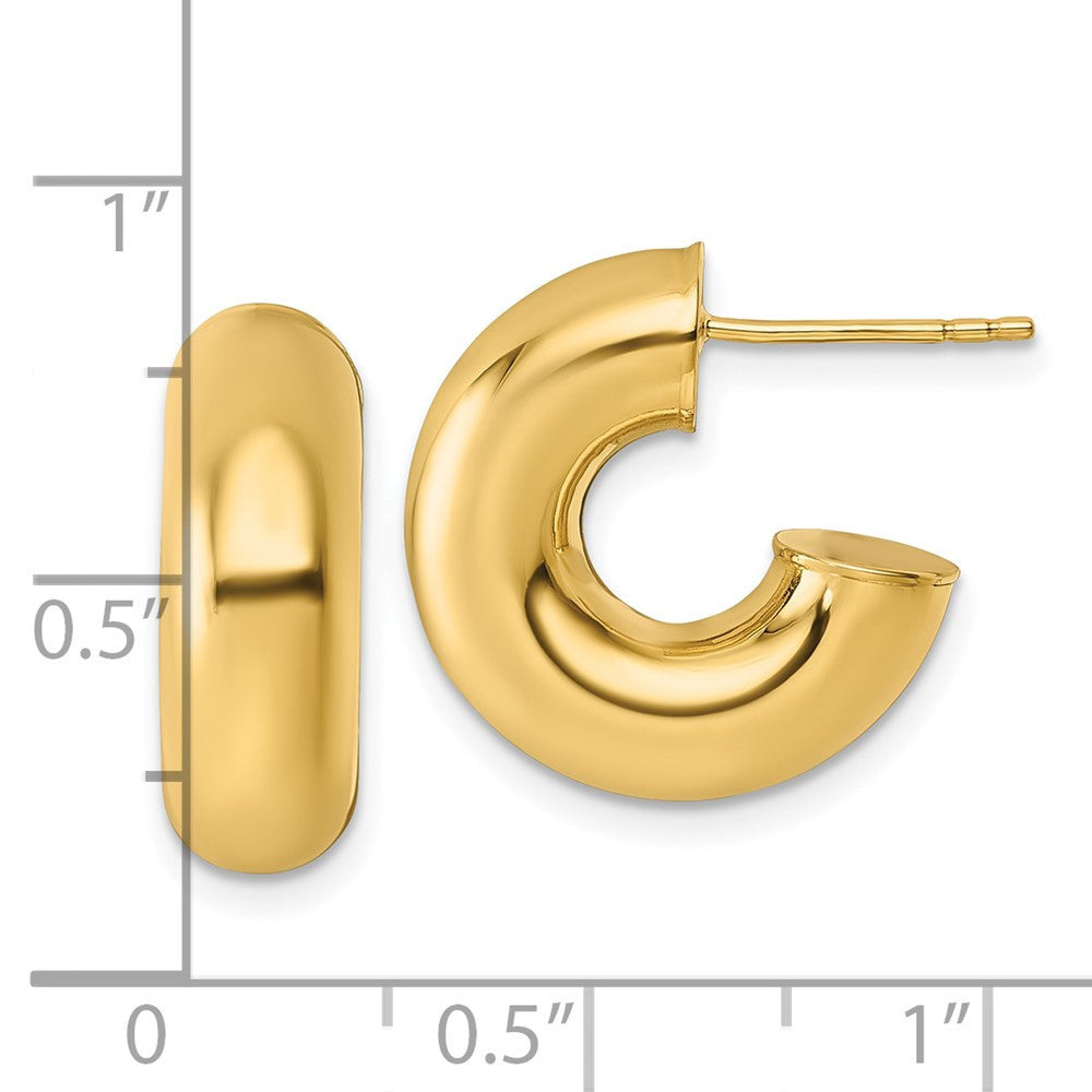 14k Yellow Gold Polished 6.00 x 17mm Tube C-Hoop Earrings