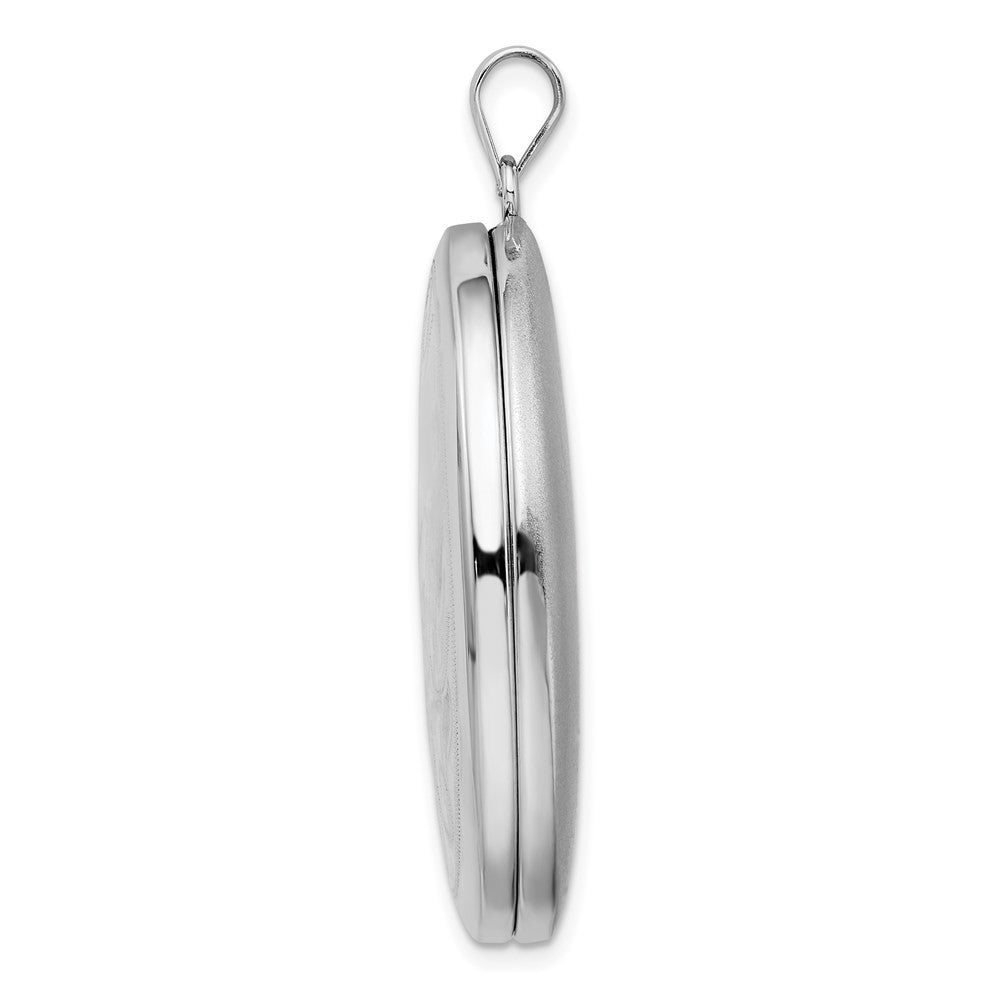 Sterling Silver Rhodium-plated W/ Side Swirls 34mm Oval Locket Pendant