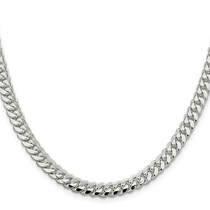 Sterling Silver 6.4mm Polished Domed Curb Chain Necklace 18"