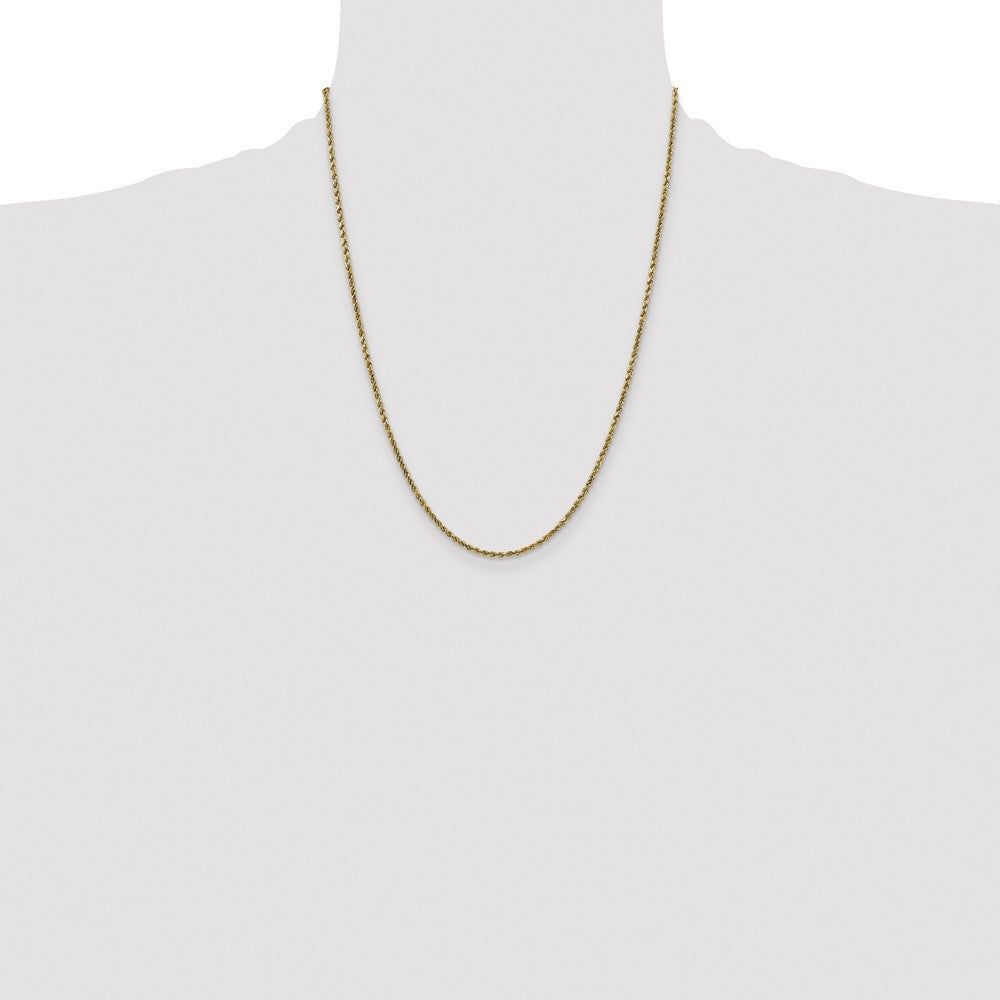14k Yellow Gold 2.25mm Semi Solid Diamond-cut Rope Chain Necklace 22"