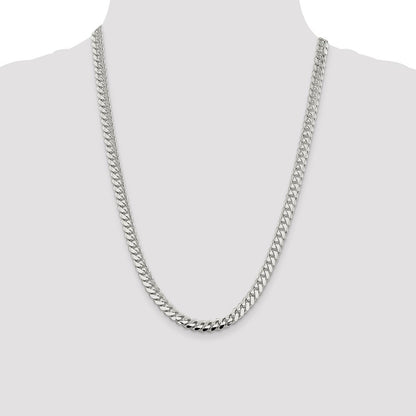 Sterling Silver 7.0mm Polished Domed Curb Chain Necklace 24"
