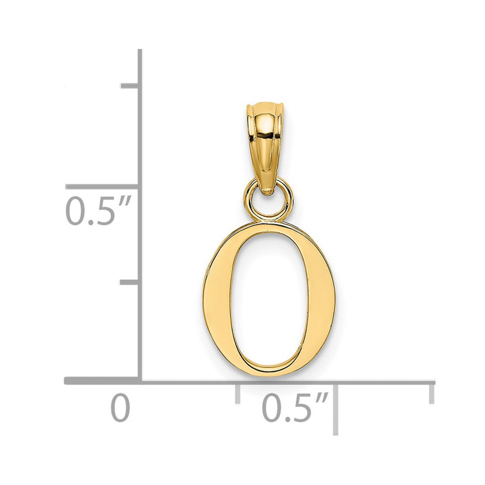 14k Yellow Gold Polished Block Letter O Initial Pendant