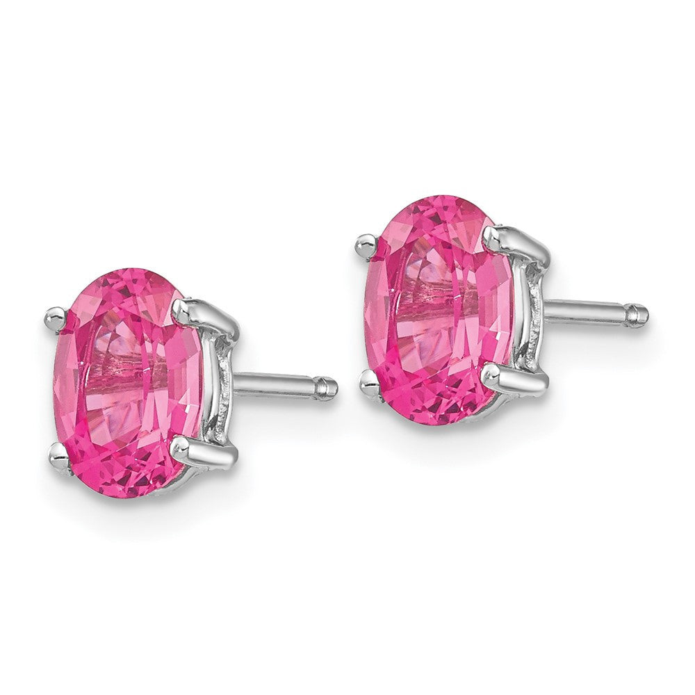 14k White Gold Pink Spinel Stud Earrings