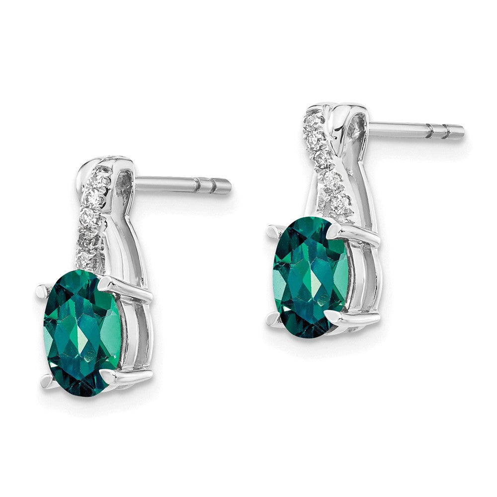 14K White Gold Created Alexandrite and Diamond Drop & Dangle Earrings