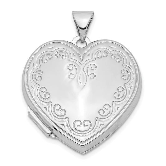 Sterling Silver Rhodium-plated Heart Locket Pendant