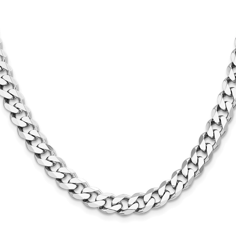 Sterling Silver Rhodium-plated 8.3mm Curb Chain Necklace 22"