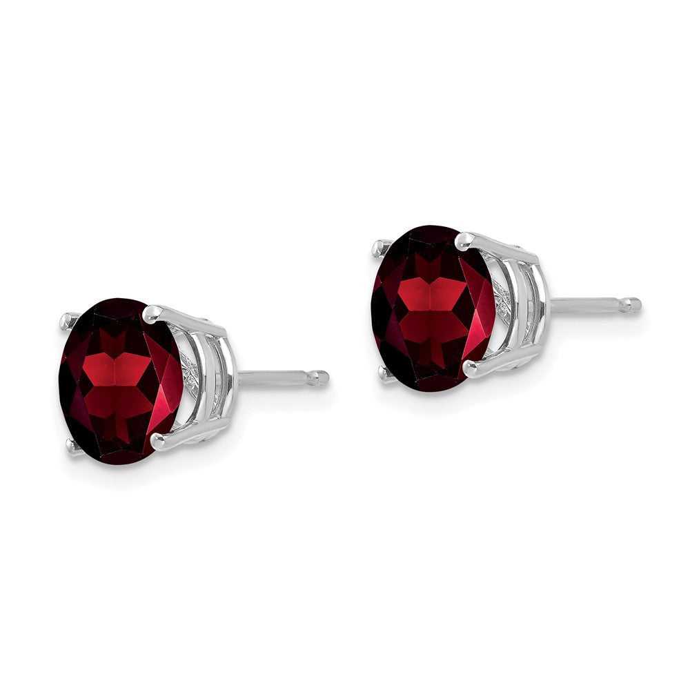 14k White Gold 8mm Garnet Stud Earrings