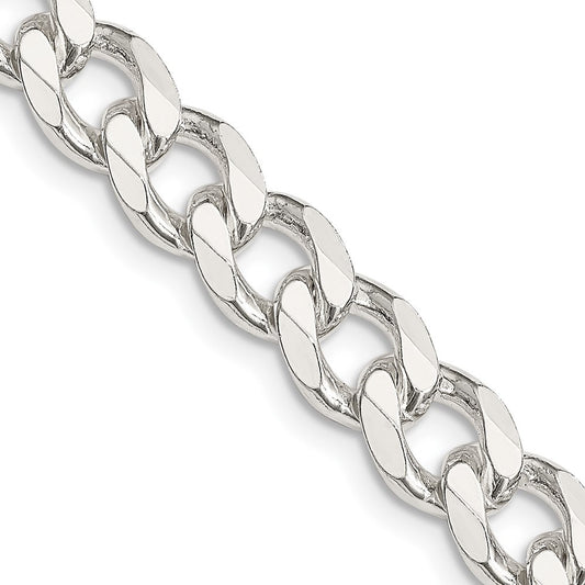 Sterling Silver 8.3mm Curb Chain Necklace 30"