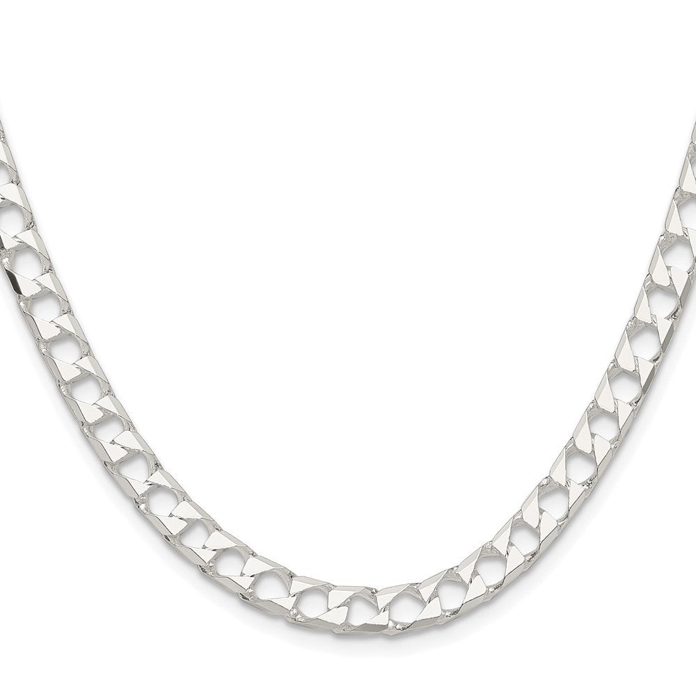 Sterling Silver 5.75mm Diamond-Cut Square Curb Chain Necklace 20"