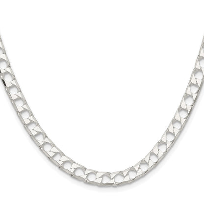 Sterling Silver 5.75mm Diamond-Cut Square Curb Chain Necklace 20"