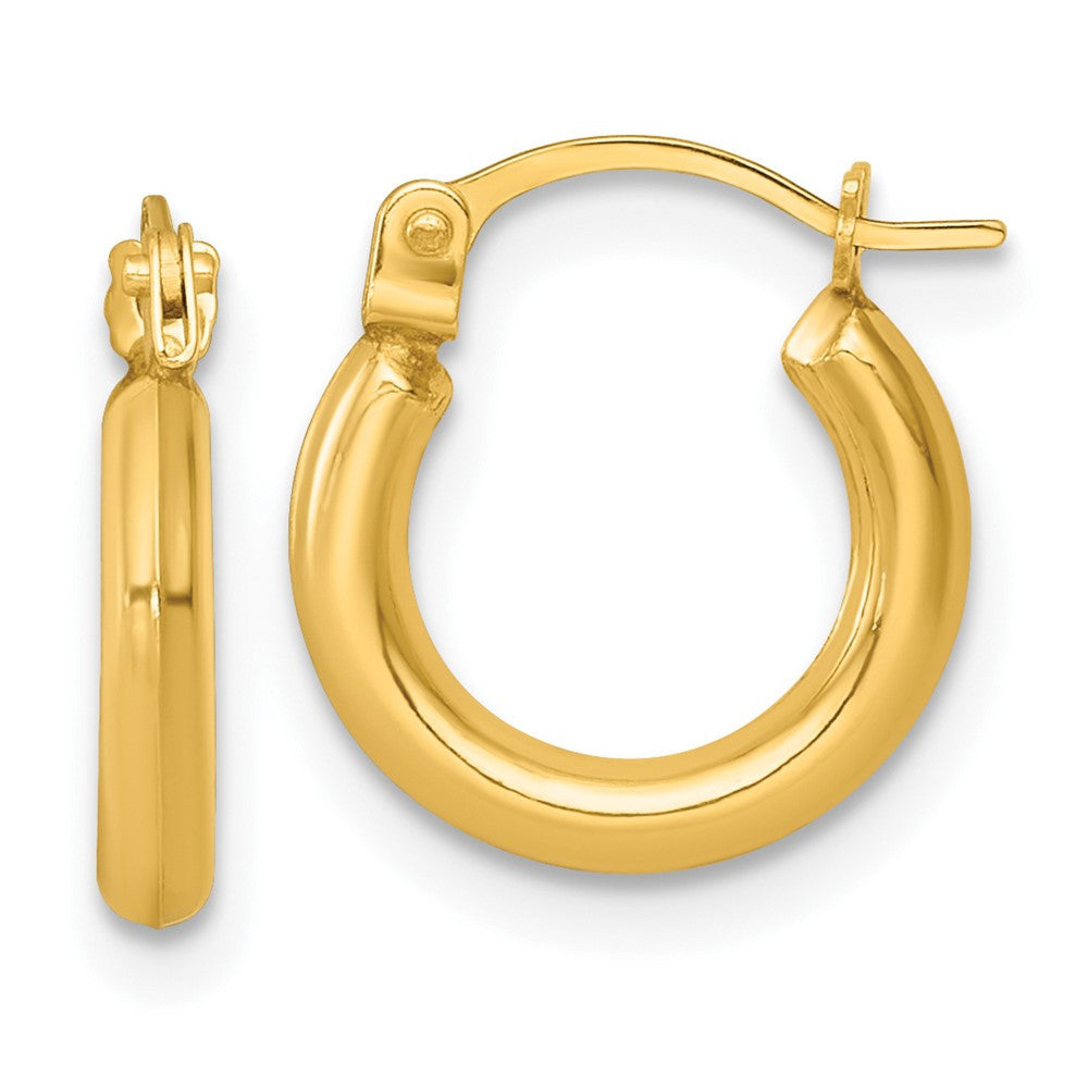14k Yellow Gold Polished 2.00 x 12.00mm Round Tube Hoop Earrings