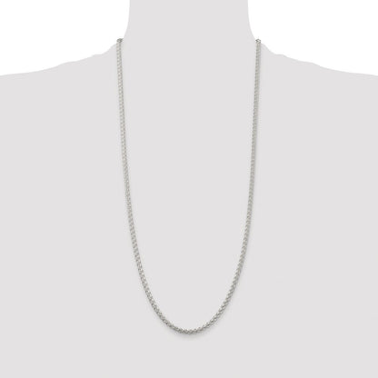 Sterling Silver Rhodium-plated 3mm Round Spiga Chain Necklace 30"