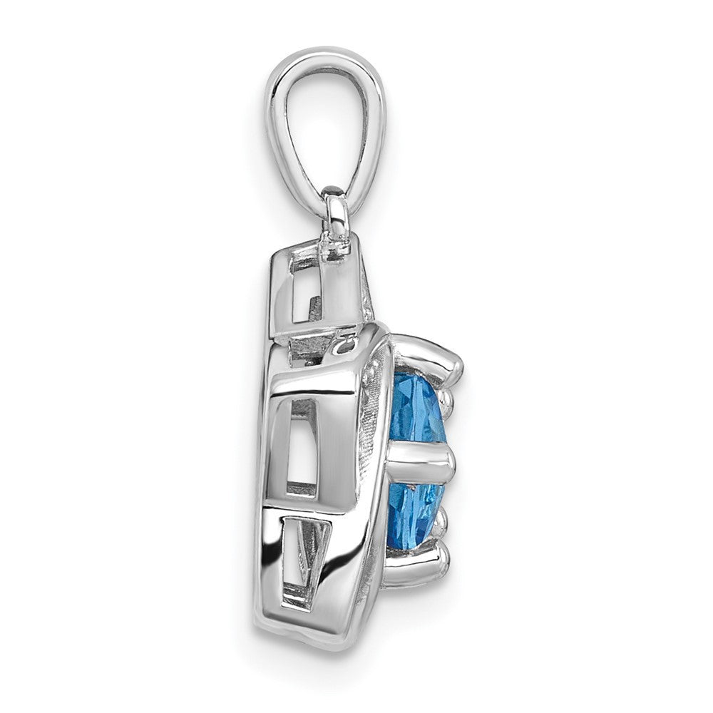 Sterling Silver Polished Light Swiss Blue Topaz and White Topaz Star Pendant