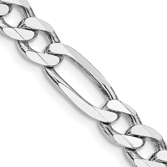 Sterling Silver Rhodium-plated 6.5mm Figaro Chain Necklace 24"