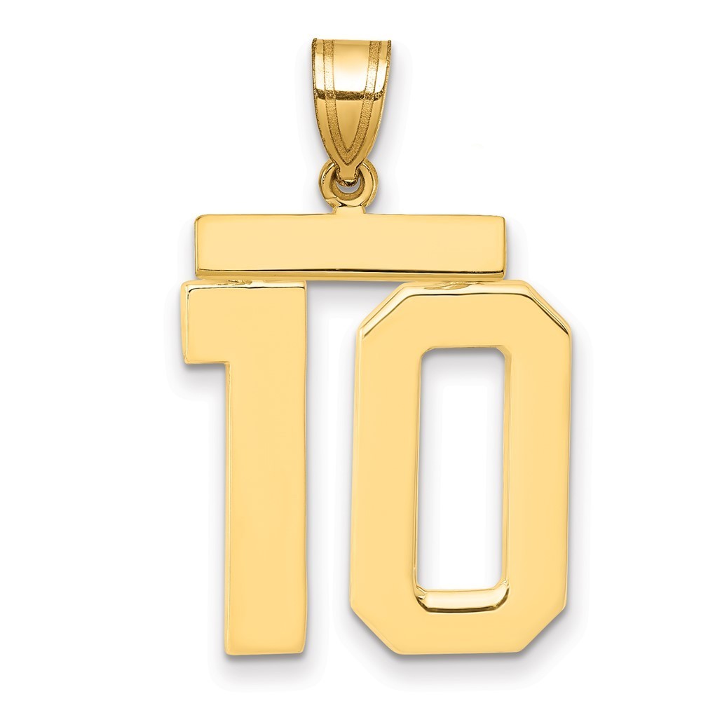 14k Yellow Gold Large Polished Number 10 Charm Pendant