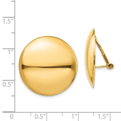 14k Yellow Gold Omega Clip Polished Non-pierced Stud Earrings