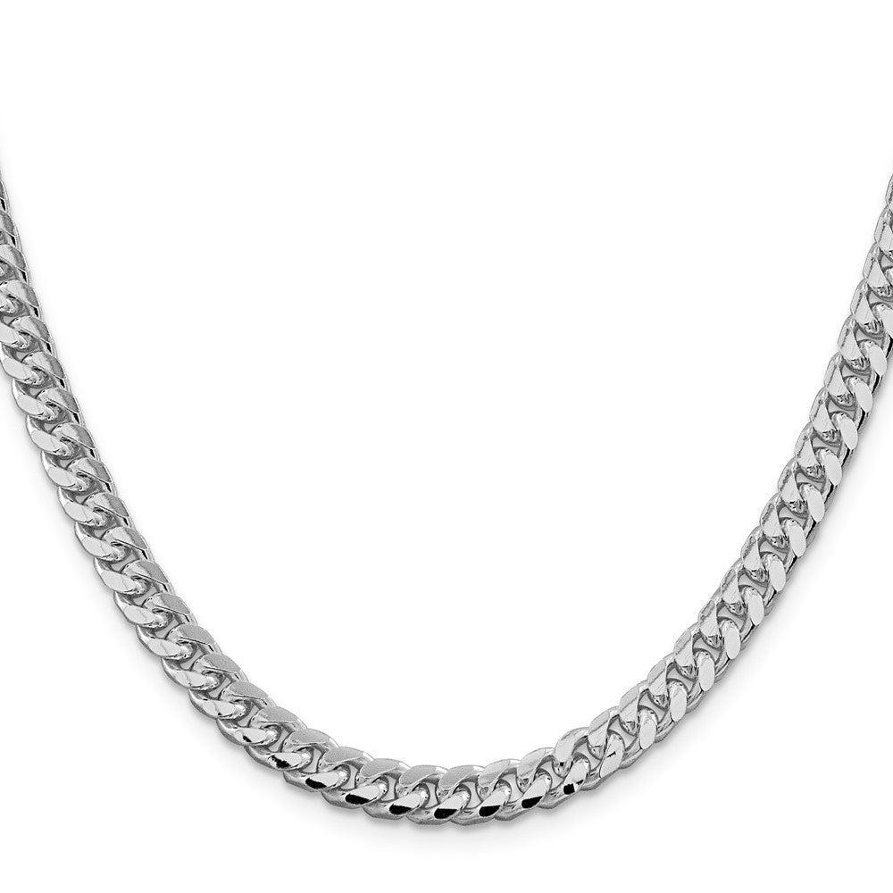 Sterling Silver 6mm Domed w/ Side Diamond-Cut Curb Chain Necklace 26"