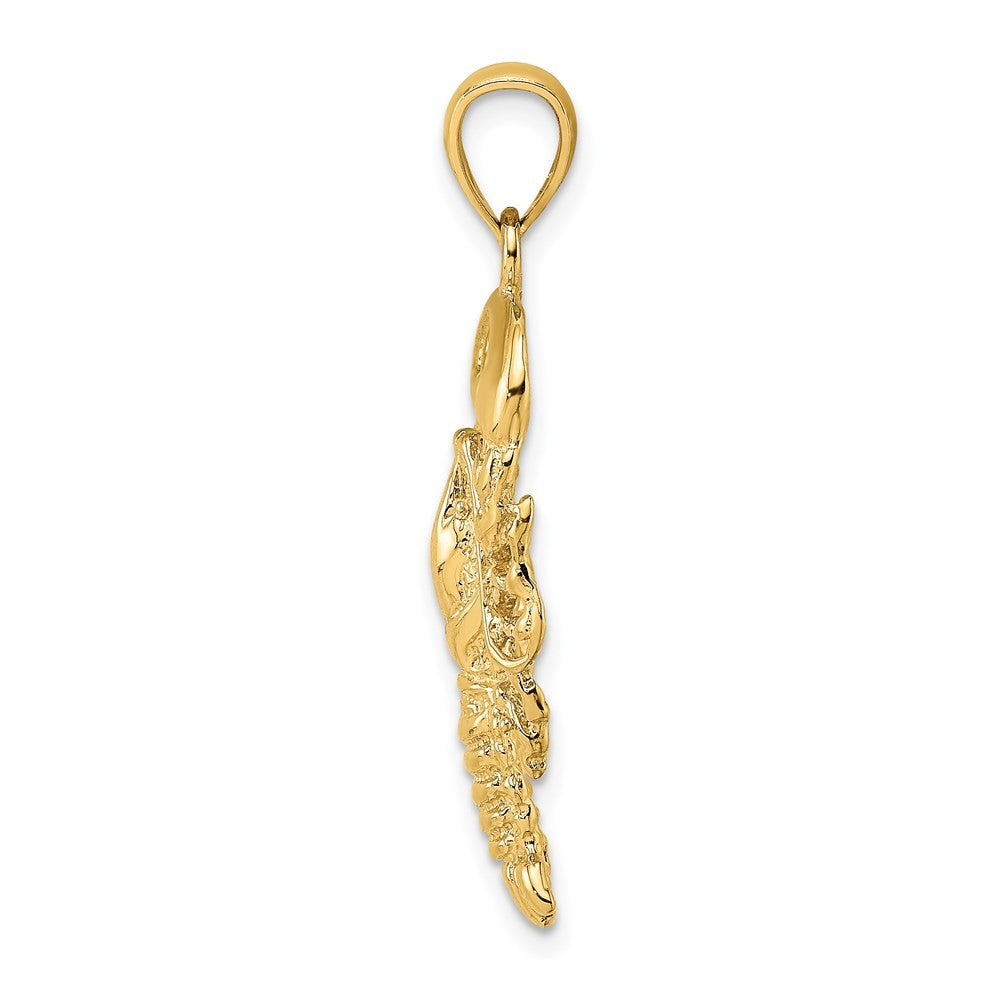 14k Yellow Gold Textured Maine Lobster Charm Pendant