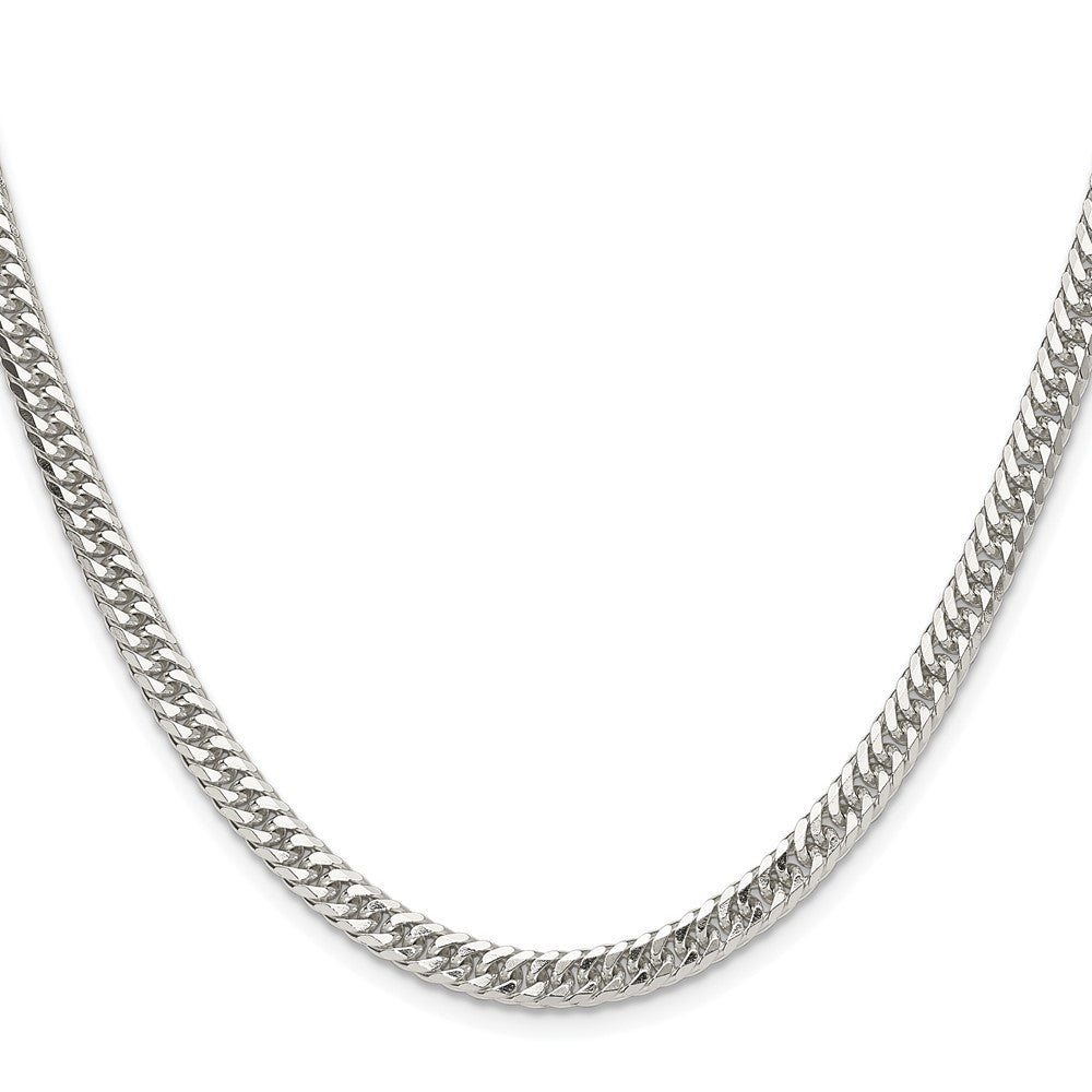 Sterling Silver Rhodium-plated Double Diamond-cut Curb Chain Necklace 22"