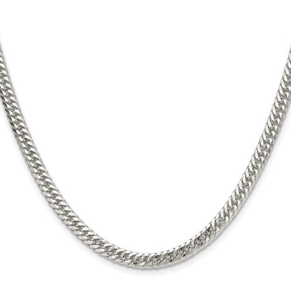 Sterling Silver Rhodium-plated Double Diamond-cut Curb Chain Necklace 22"