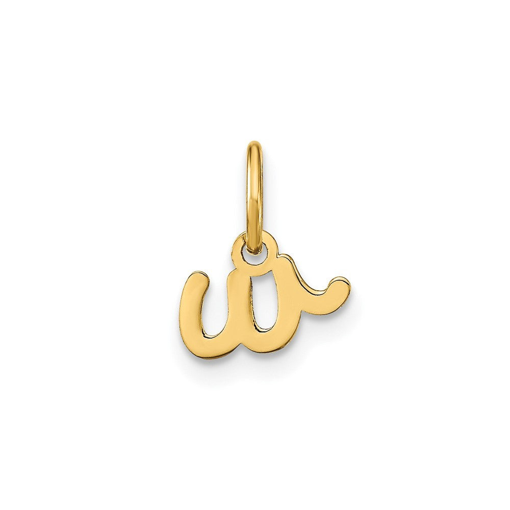 14k Yellow Gold Lower case Letter W Initial Charm Pendant