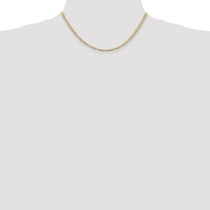 14k Yellow Gold 3mm Concave Open Figaro with Lobster Clasp Chain Necklace 16"