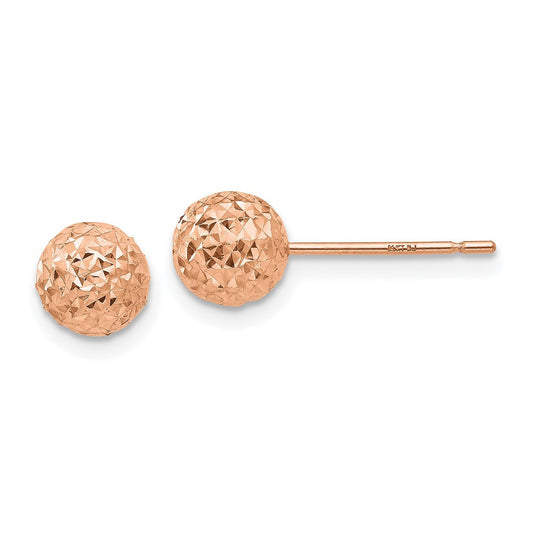 14K Rose Gold 6mm Ball Stud Earrings