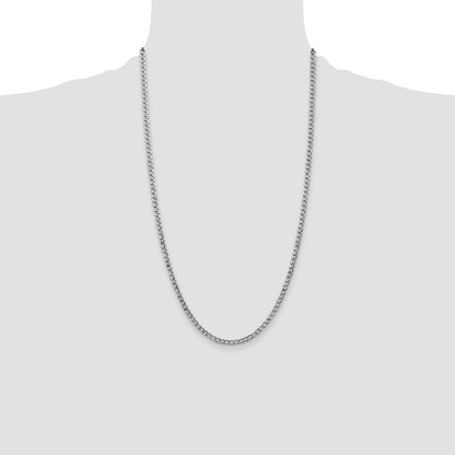 14K White Gold 3.35mm Semi-Solid Curb with Lobster Clasp Chain Necklace 26"