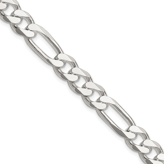 Sterling Silver 8mm Figaro Chain Necklace 30"