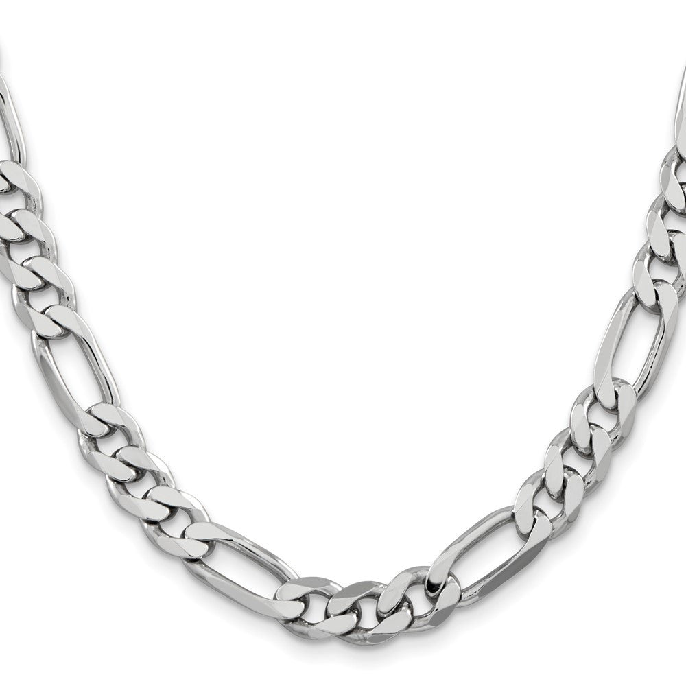 Sterling Silver Rhodium-plated 7.75mm Figaro Chain Necklace 20"