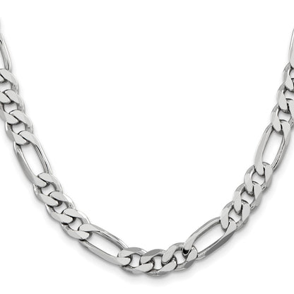Sterling Silver Rhodium-plated 7.75mm Figaro Chain Necklace 20"