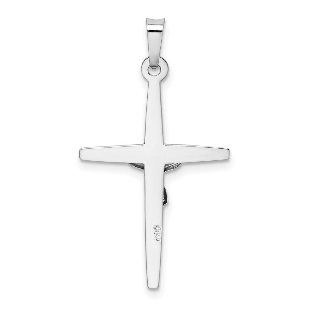 14k White Gold INRI Crucifix Charm Pendant