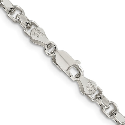 Sterling Silver 4mm Diamond-cut Rolo Chain Necklace 20"