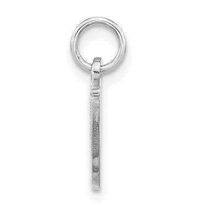 14k White Gold Casted Script Letter W Initial Charm Pendant