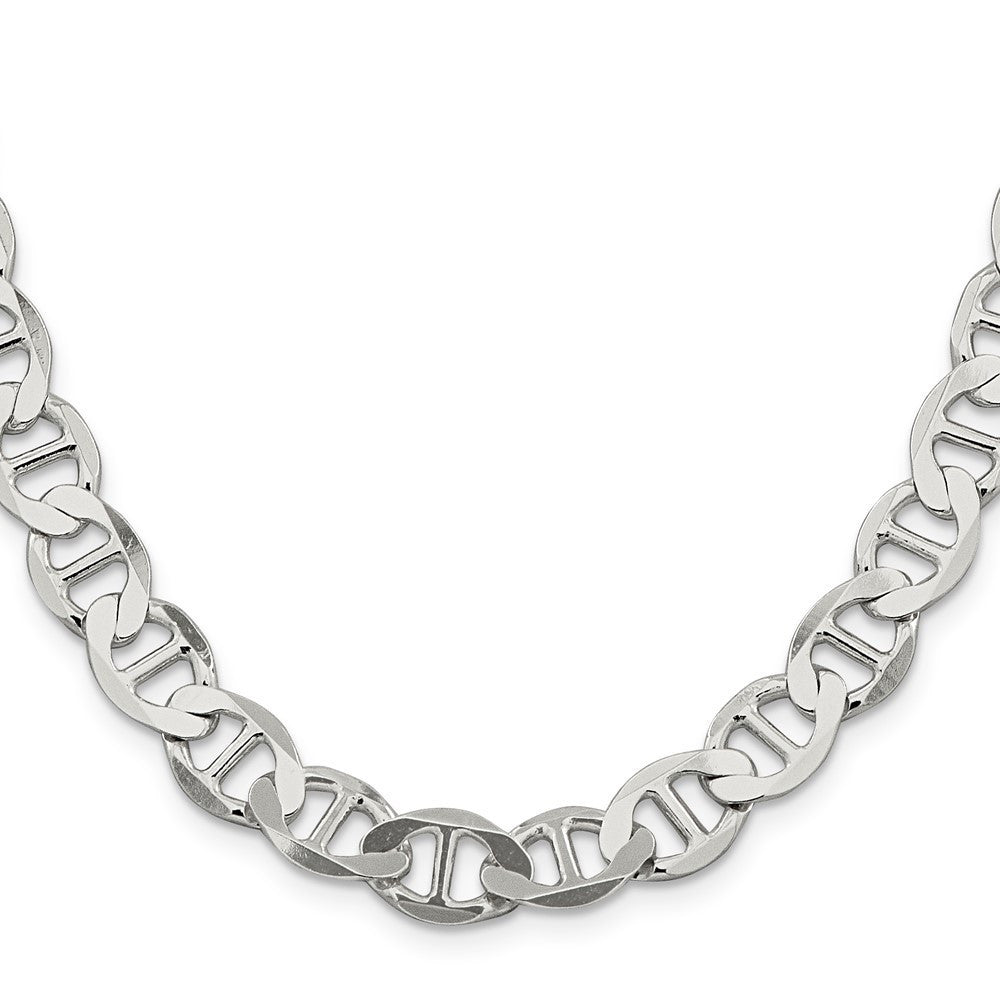 Sterling Silver 9.95mm Flat Anchor Chain Necklace 24"