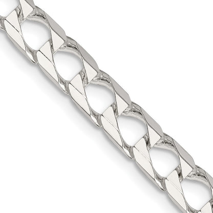 Sterling Silver 6.25mm Diamond-Cut Square Curb Chain Necklace 22"
