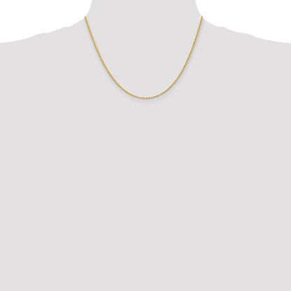 14k Yellow Gold 2mm Regular Rope with Lobster Clasp Chain Necklace 18"