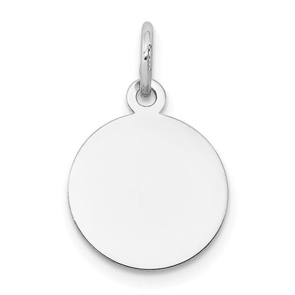 14k White Gold Round Disc Charm Pendant
