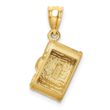 14k Yellow Gold Brushed & Polished Enameled Camera Pendant