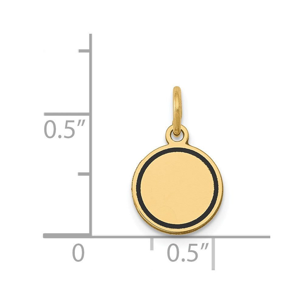 14k Yellow Gold Enamel .027 Gauge Circular Engravable Disc Charm Pendant