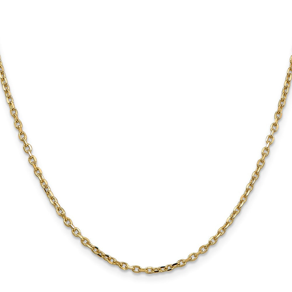 14k Yellow Gold 2.2mm Diamond-cut Round Open Link Cable Chain Necklace 16"