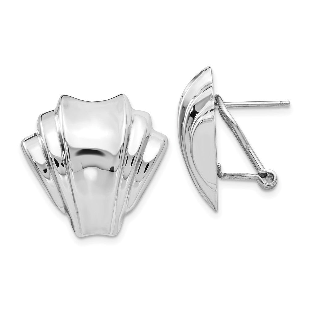 14k White Gold Polished Fancy Omega Back Stud Earrings