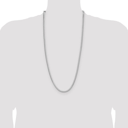 Sterling Silver 4.0mm Diamond-Cut Square Franco Chain Necklace 30"