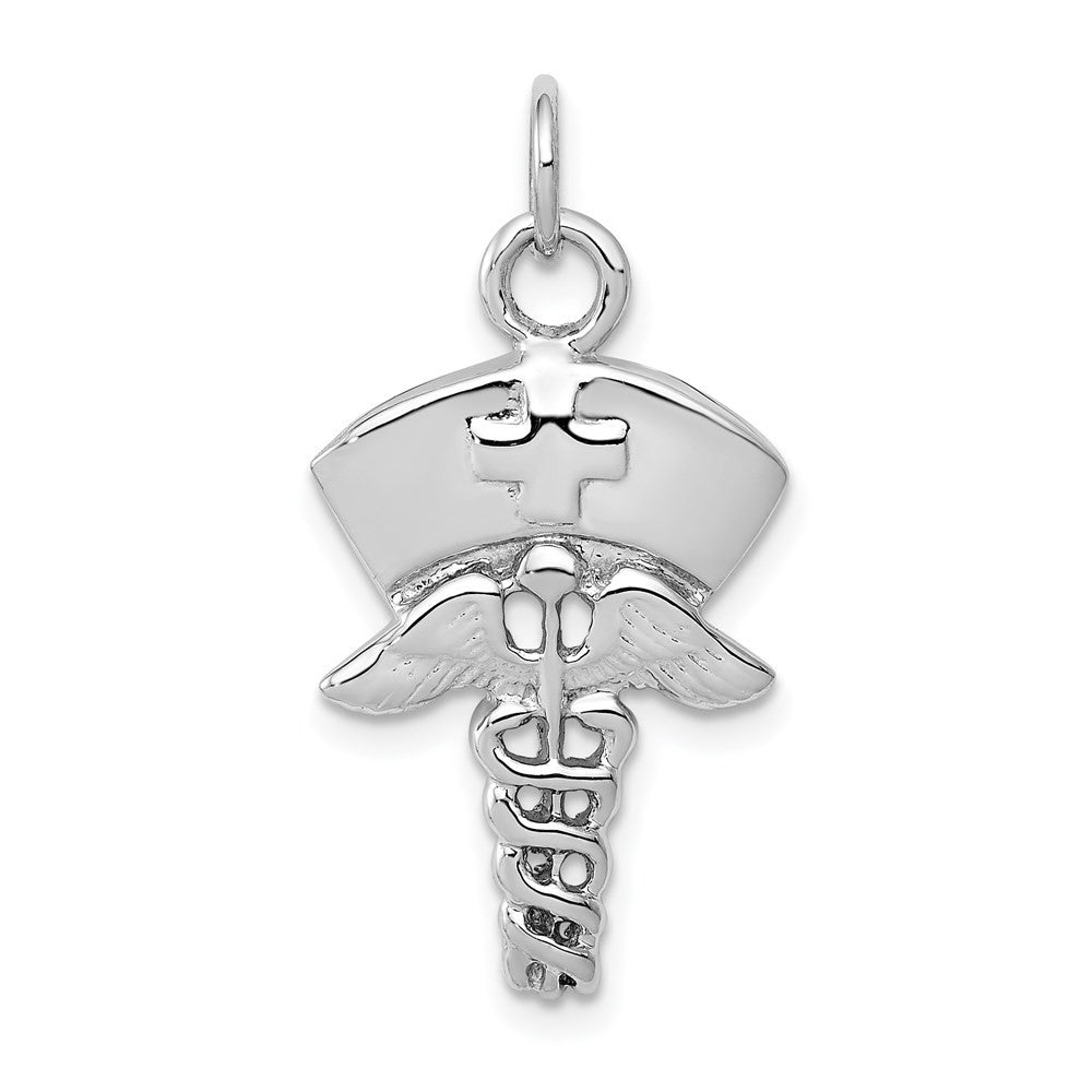 14k White Gold Nurse Symbol Charm Pendant