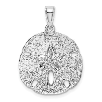 14k White Gold Polished Sand Dollar Charm Pendant