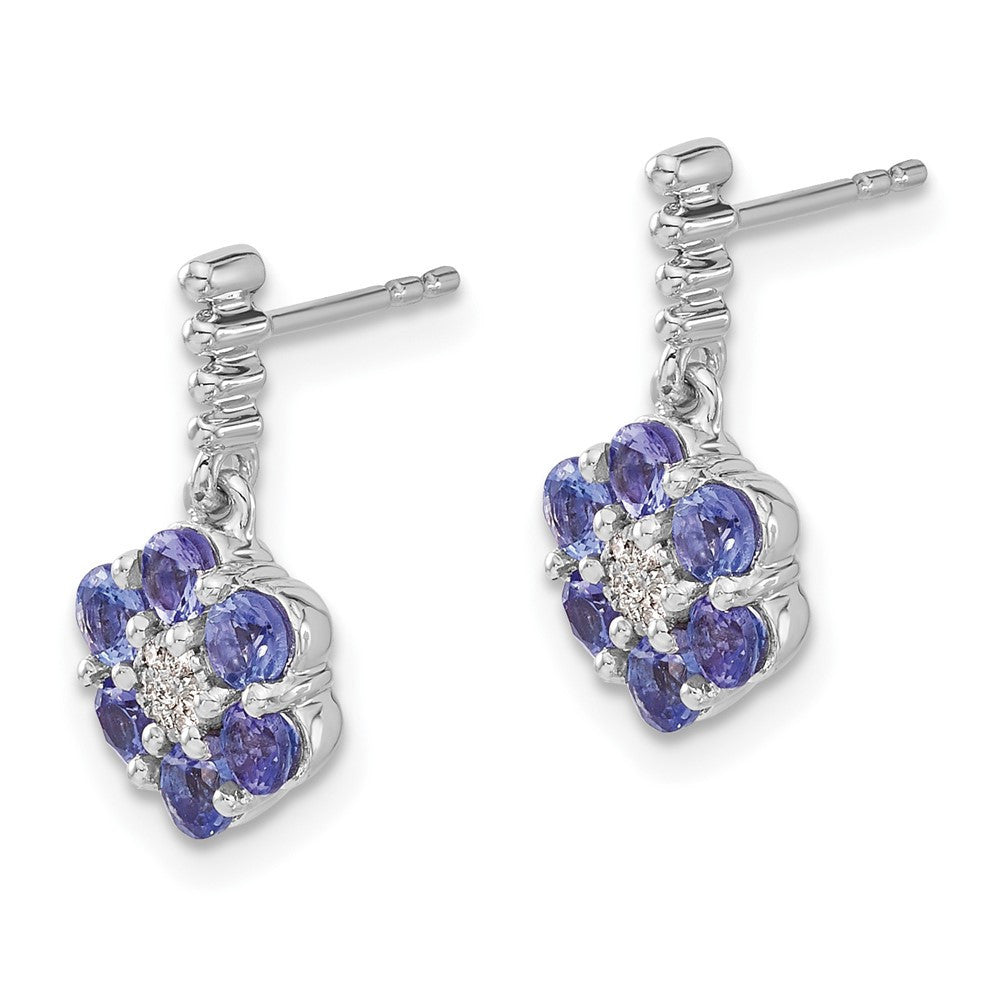 14k White Gold Tanzanite and Diamond Dangle Earrings