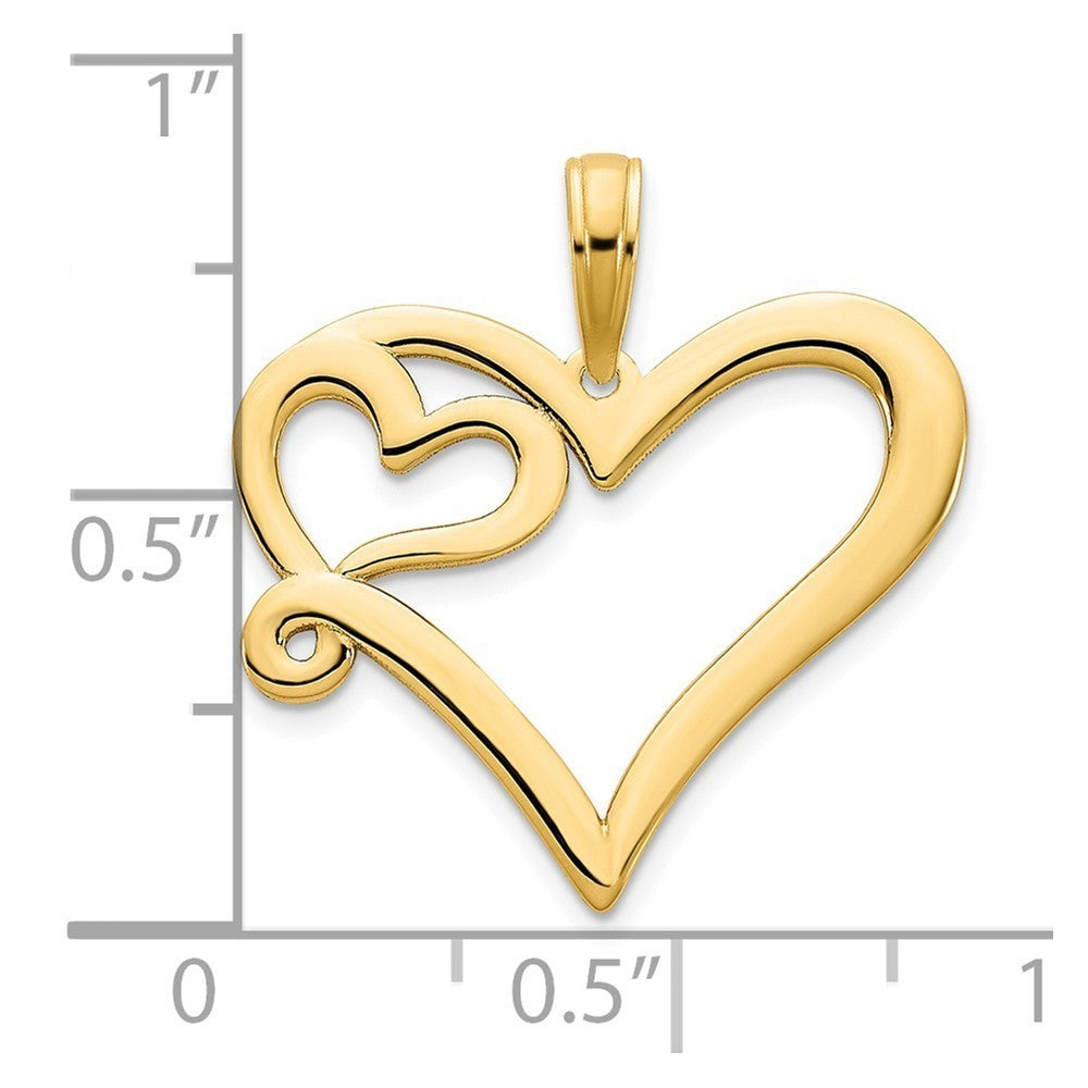 14k Yellow Gold Heart in a Heart Pendant